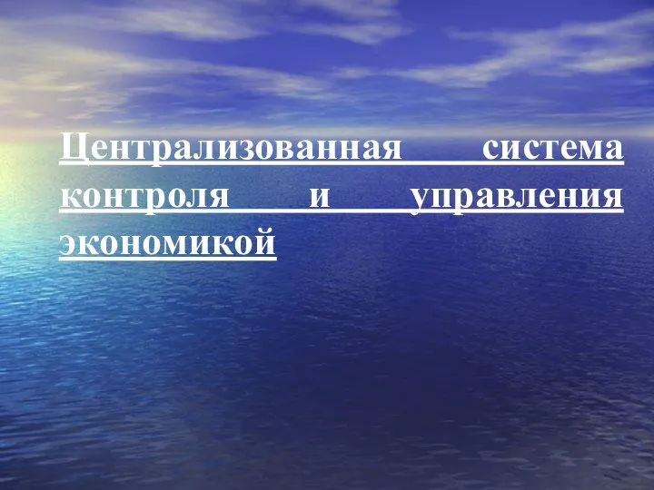 Централизованная система контроля и управления экономикой