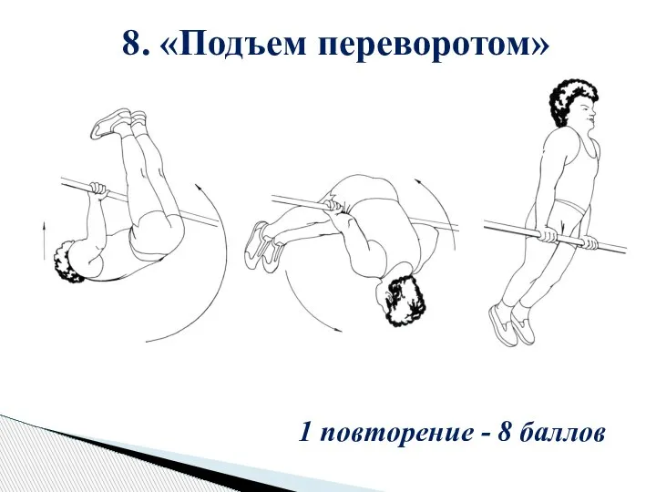 8. «Подъем переворотом» 1 повторение - 8 баллов