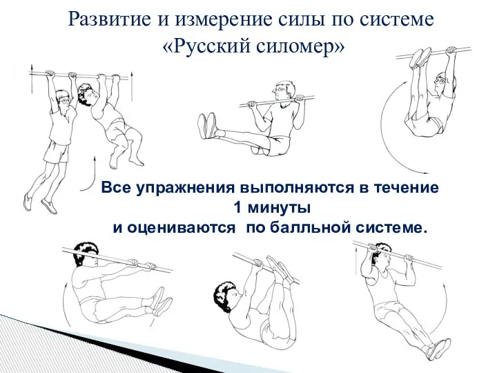 Развитие и измерение силы по системе «Русский силомер» Все упражнения выполняются в