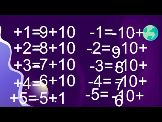 +1= +2= +3= -1= +4= -3= -2= -4= -9+10 -8+10 -10+9 -10+8