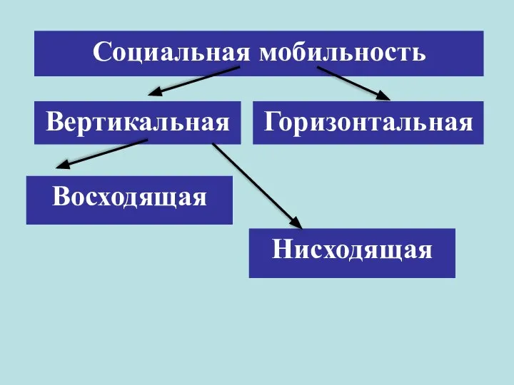 Социальная мобильность Вертикальная Горизонтальная Нисходящая Восходящая