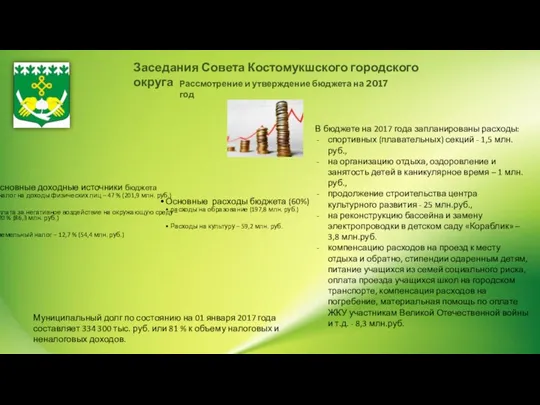 Заседания Совета Костомукшского городского округа Рассмотрение и утверждение бюджета на 2017 год