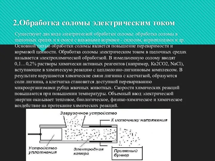 2.Обработка соломы электрическим током Существуют два вида электрической обработки соломы: обработка соломы