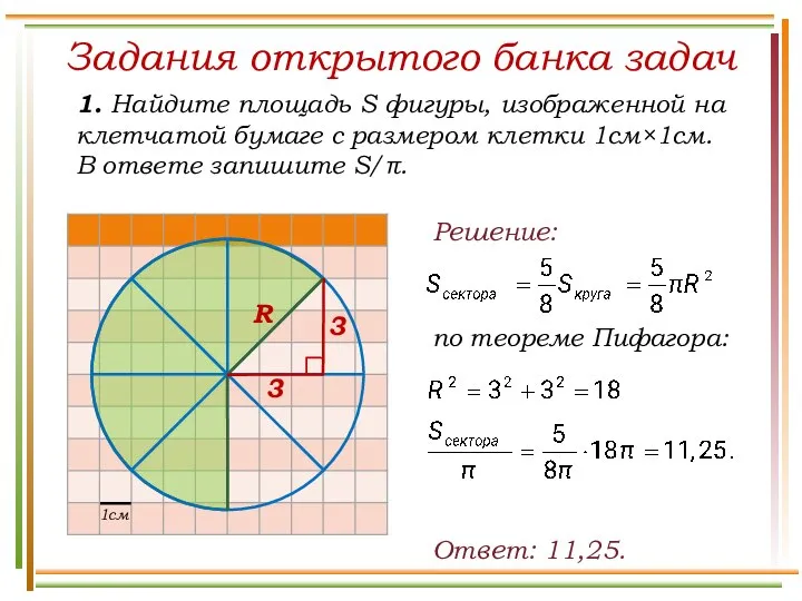 Задания открытого банка задач 1. Найдите площадь S фигуры, изображенной на клетчатой