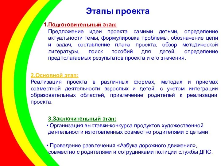 Подготовительный этап: Предложение идеи проекта самими детьми, определение актуальности темы, формулировка проблемы,