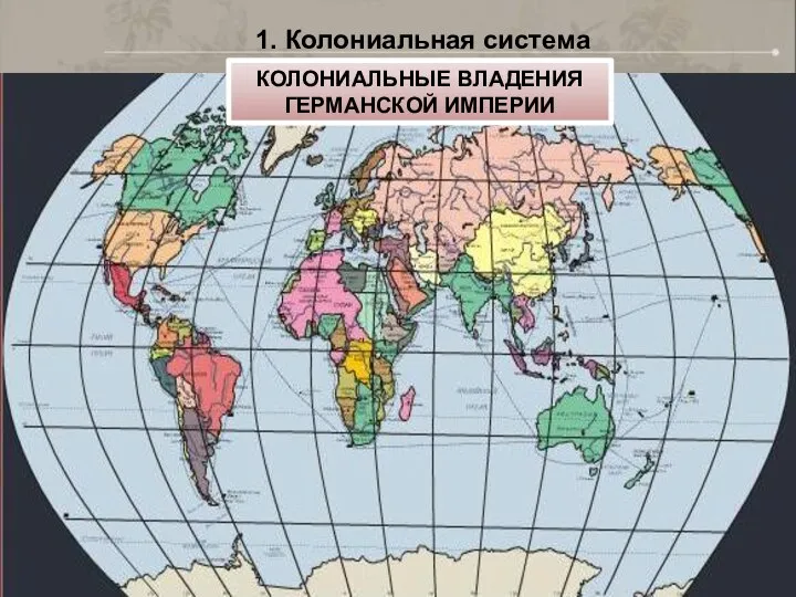 1. Колониальная система КОЛОНИАЛЬНЫЕ ВЛАДЕНИЯ ГЕРМАНСКОЙ ИМПЕРИИ