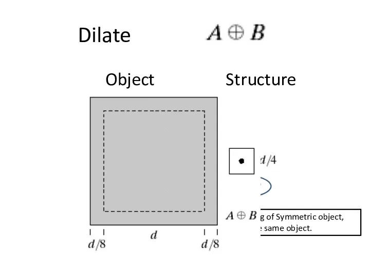 Dilate Object Structure Element Mirroring of Symmetric object, gives the same object.