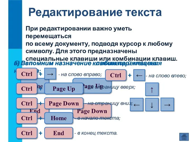 При редактировании важно уметь перемещаться по всему документу, подводя курсор к любому