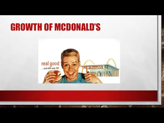 GROWTH OF MCDONALD’S