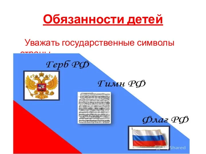 Обязанности детей Уважать государственные символы страны