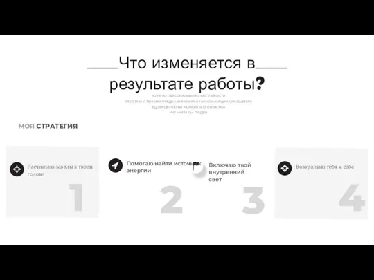 1 2 3 Что изменяется в результате работы? МОЯ СТРАТЕГИЯ КОУЧ ПО