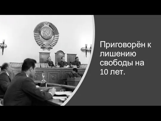 Приговорён к лишению свободы на 10 лет.