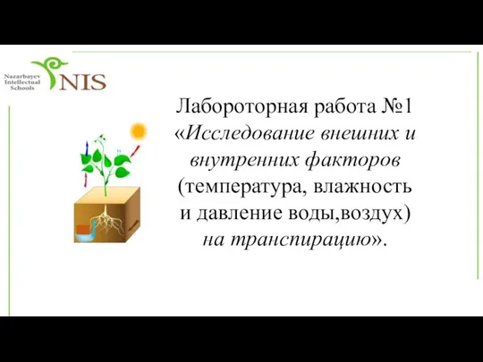 Лабороторная работа №1 «Исследование внешних и внутренних факторов (температура, влажность и давление воды,воздух) на транспирацию».