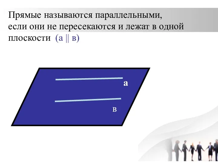 Прямые называются параллельными, если они не пересекаются и лежат в одной плоскости