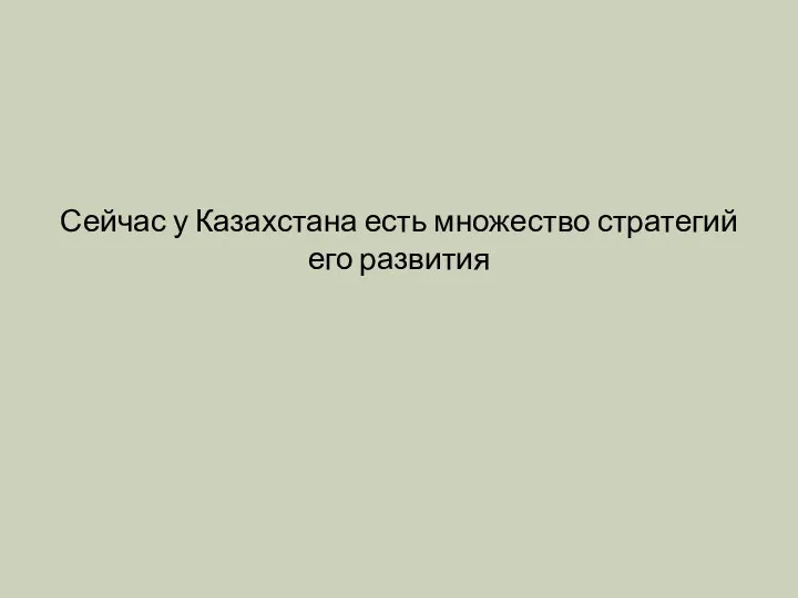 Сейчас у Казахстана есть множество стратегий его развития