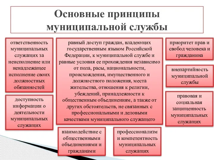 Основные принципы муниципальной службы приоритет прав и свобод человека и гражданина равный