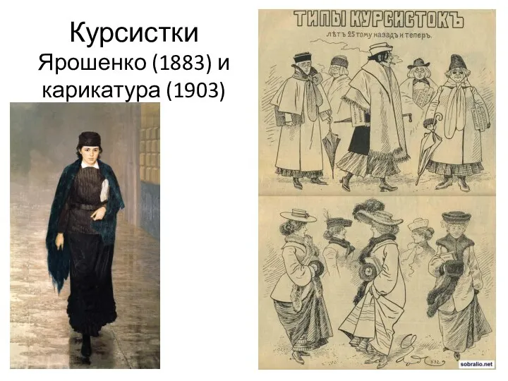 Курсистки Ярошенко (1883) и карикатура (1903)