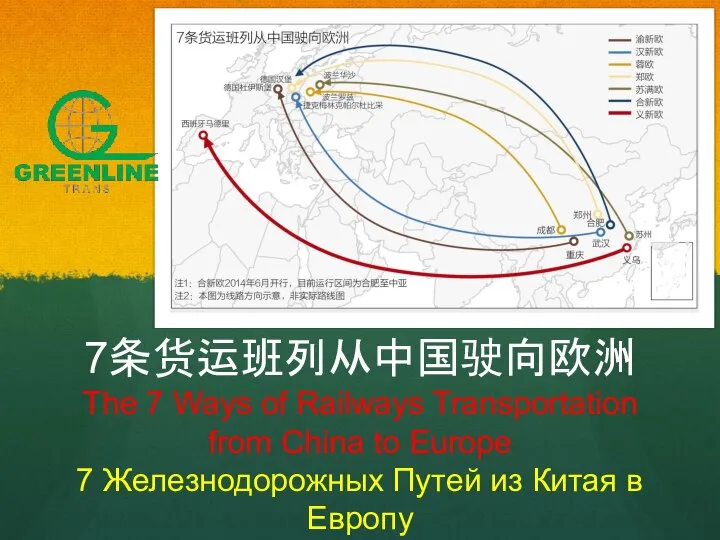 7条货运班列从中国驶向欧洲 The 7 Ways of Railways Transportation from China to Europe 7