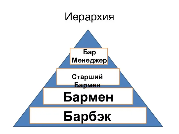 Иерархия Барбэк Бармен Старший Бармен Бар Менеджер