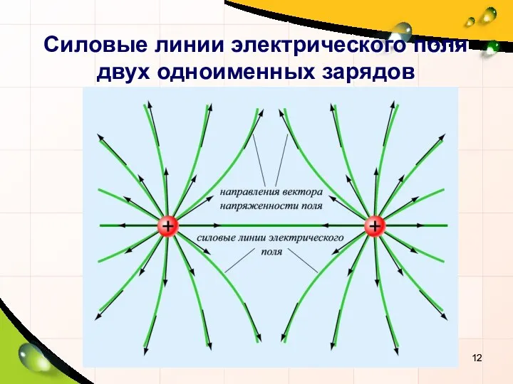 Силовые линии электрического поля двух одноименных зарядов