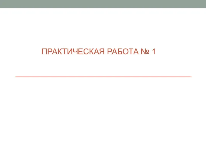 ПРАКТИЧЕСКАЯ РАБОТА № 1