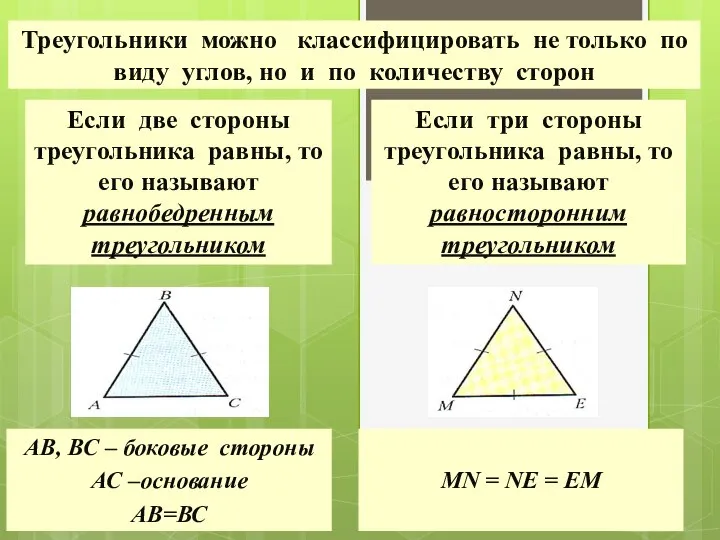 Треугольники можно классифицировать не только по виду углов, но и по количеству
