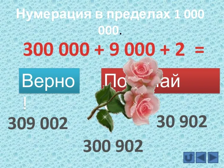 Нумерация в пределах 1 000 000. 300 000 + 9 000 +