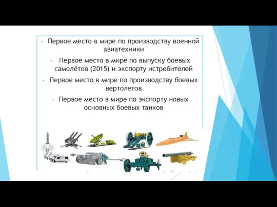 Первое место в мире по производству военной авиатехники Первое место в мире