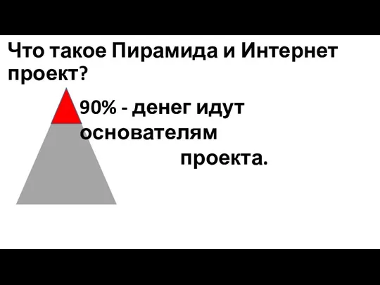 Что такое Пирамида и Интернет проект? 90% - денег идут основателям проекта.