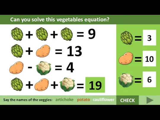 CHECK = 9 = 13 + + = = = ? ?