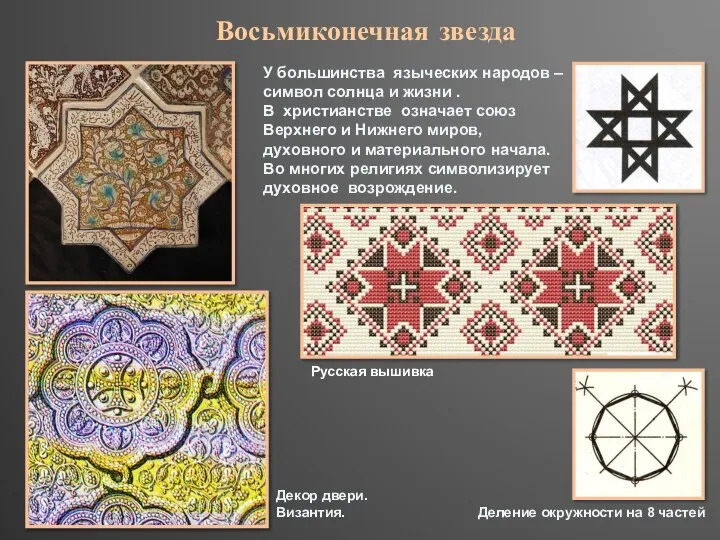 Деление окружности на 8 частей Декор двери. Византия. У большинства языческих народов
