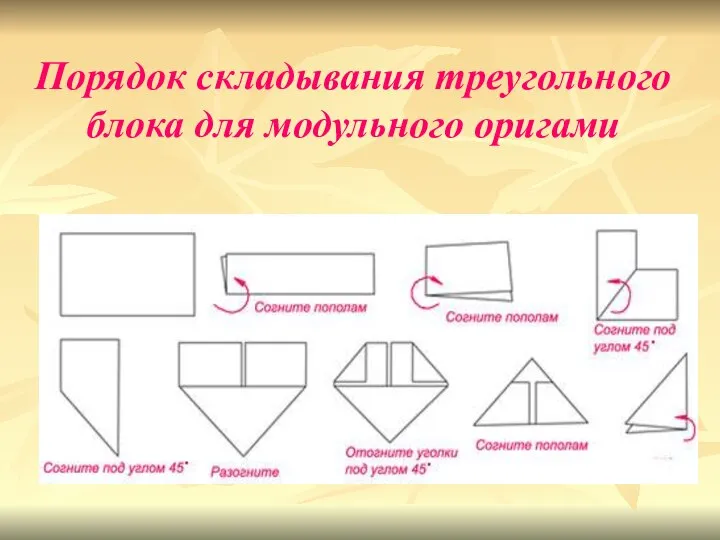 Порядок складывания треугольного блока для модульного оригами