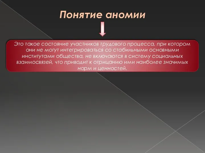 Понятие аномии Это такое состояние участников трудового процесса, при котором они не