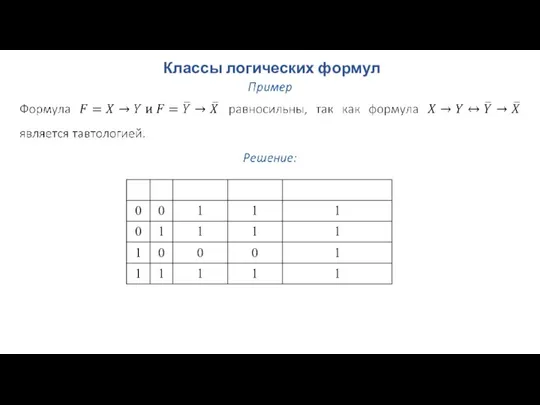 Классы логических формул