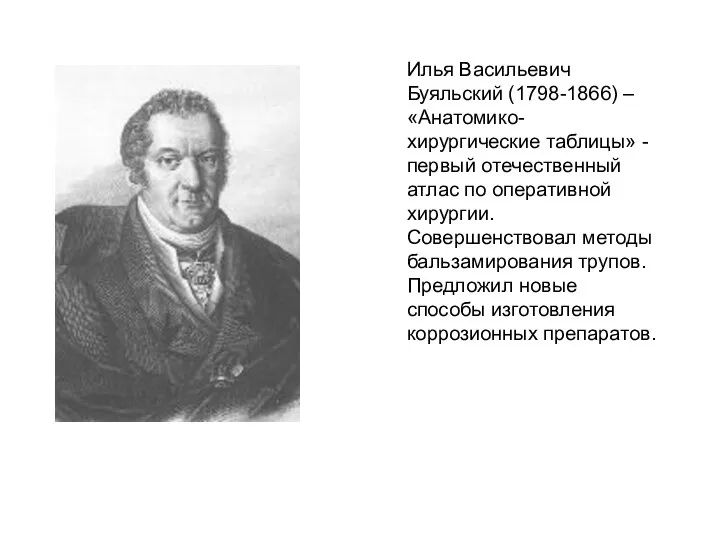 Илья Васильевич Буяльский (1798-1866) – «Анатомико-хирургические таблицы» - первый отечественный атлас по