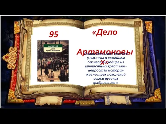 95 лет «Дело Артамоновых» Роман Максима Горького (1868-1936) о семейном бизнесе выходцев