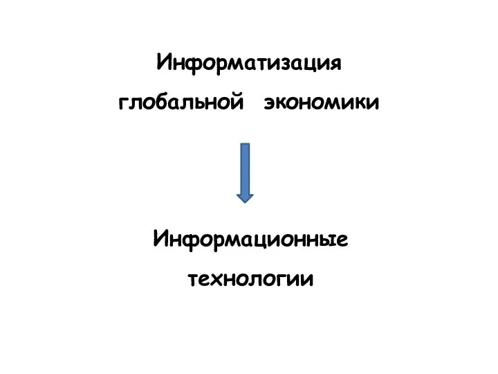 Информатизация глобальной экономики Информационные технологии