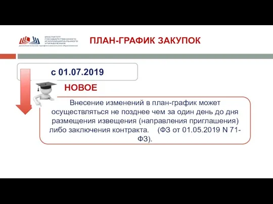 ПЛАН-ГРАФИК ЗАКУПОК с 01.07.2019 Внесение изменений в план-график может осуществляться не позднее