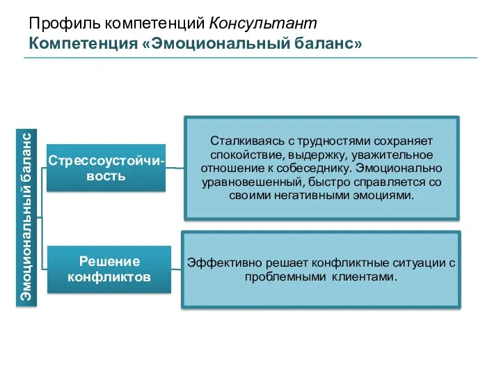 Профиль компетенций Консультант Компетенция «Эмоциональный баланс»