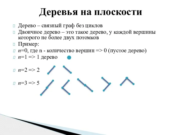 Дерево – связный граф без циклов Двоичное дерево – это такое дерево,