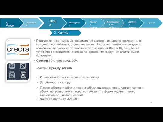 3. Karima Ткани Гладкая матовая ткань из полиамидных волокон, идеально подходит для