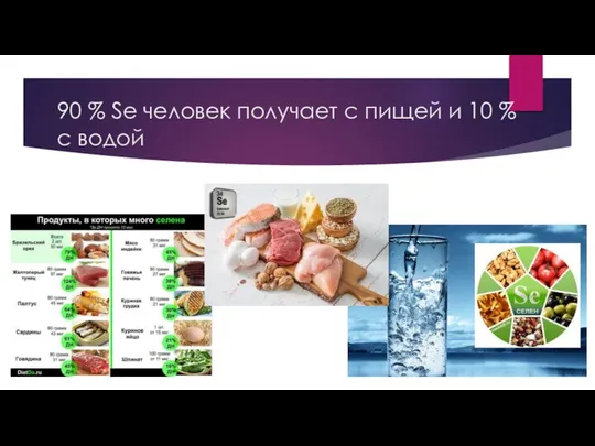 90 % Se человек получает с пищей и 10 % с водой