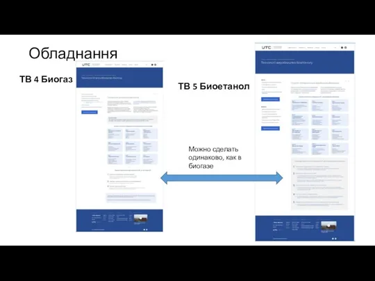 Обладнання ТВ 4 Биогаз ТВ 5 Биоетанол Можно сделать одинаково, как в биогазе