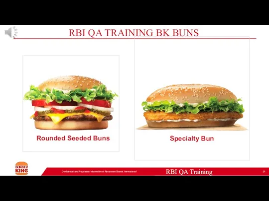 RBI QA TRAINING BK BUNS Confidential and Proprietary Information of Restaurant Brands
