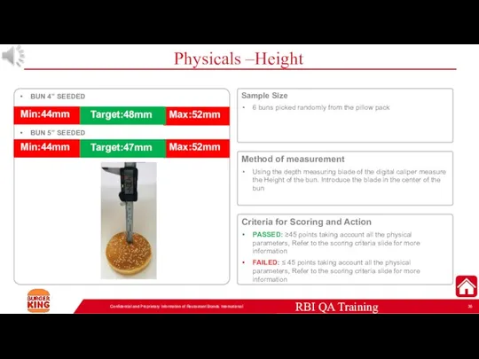 Physicals –Height Confidential and Proprietary Information of Restaurant Brands International Sample Size