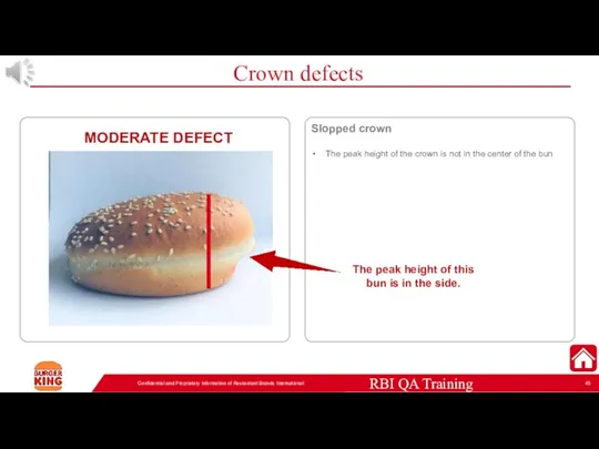 Crown defects Confidential and Proprietary Information of Restaurant Brands International Slopped crown