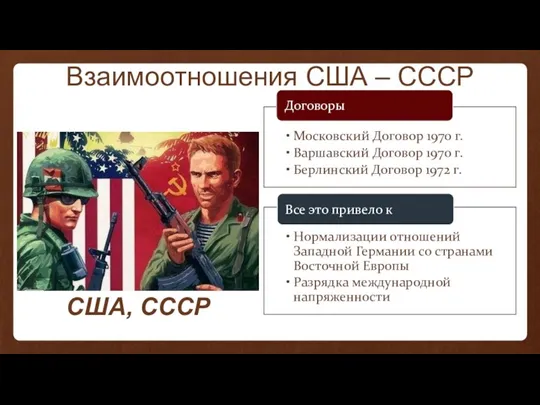 США, СССР Взаимоотношения США – СССР