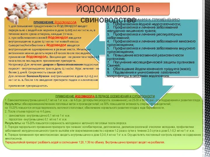 ПРИМЕНЕНИЕ ЙОДОМИДОЛА 1. для повышения продуктивности ЙОДОМИДОЛ вводят перорально с водой или