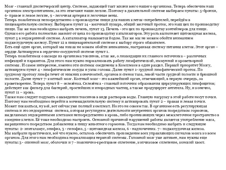 Мозг - главный диспетчерский центр. Системе, задающей такт жизни всего нашего организма.