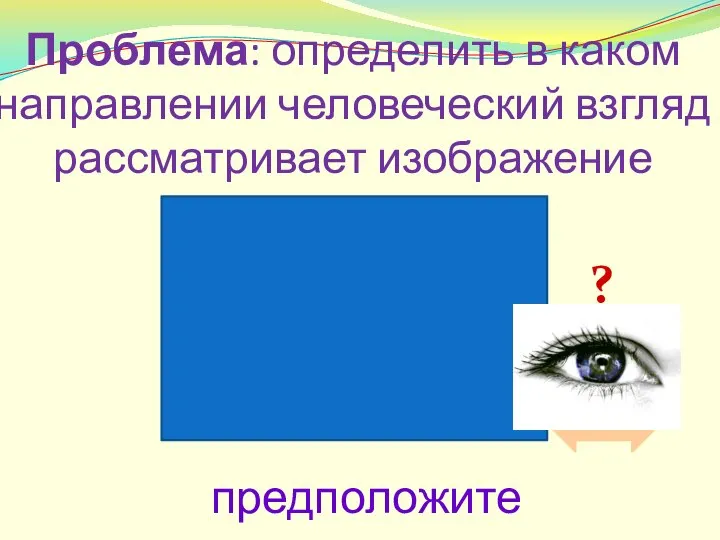 Проблема: определить в каком направлении человеческий взгляд рассматривает изображение ? предположите